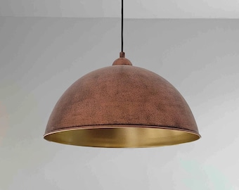 Handmade Pendant Light | Vintage Rustic Lighting Fixture | E27 Metal Copper Hanging 40 cm Ceiling Light | Pendant Lamp Kitchen Island Lamp