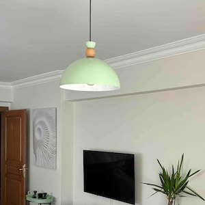 Pendant Light Dining Table, Ø30 cm Mint Green Decorative Living Room Lamp, E27 Pendant Light Metal Lamp
