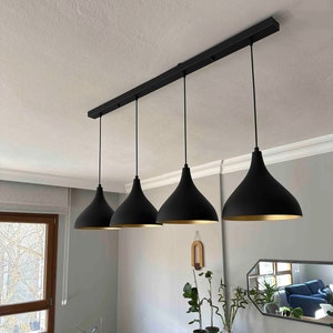 4 x Black Pendant Light Hanging Lighting Diameter 26 cm Pendant Lamp | Metal Kitchen Island Lamp Modern Home Decor Modern Light Fixture