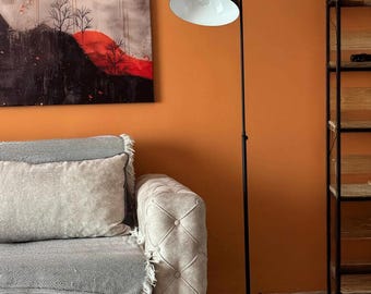 Floor Lamp Metal, Black Modern Floor Lamp, E27 Socket, 30 cm Width, Adjustable Lampshade, Dimmer Cord Switch Option