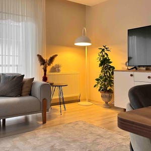 Floor Lamp Metal, White Modern Floor Lamp, E27 Socket, 40 cm Width, Dimmer Cord Switch Option