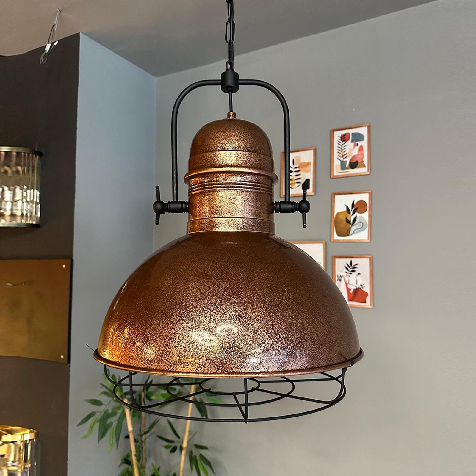 Copper Handmade Pendant Light | Vintage Rustic Light Fixture | Diameter 40 cm Metal Pendant Luminaire | Unique Pendant Lighting | Ceiling