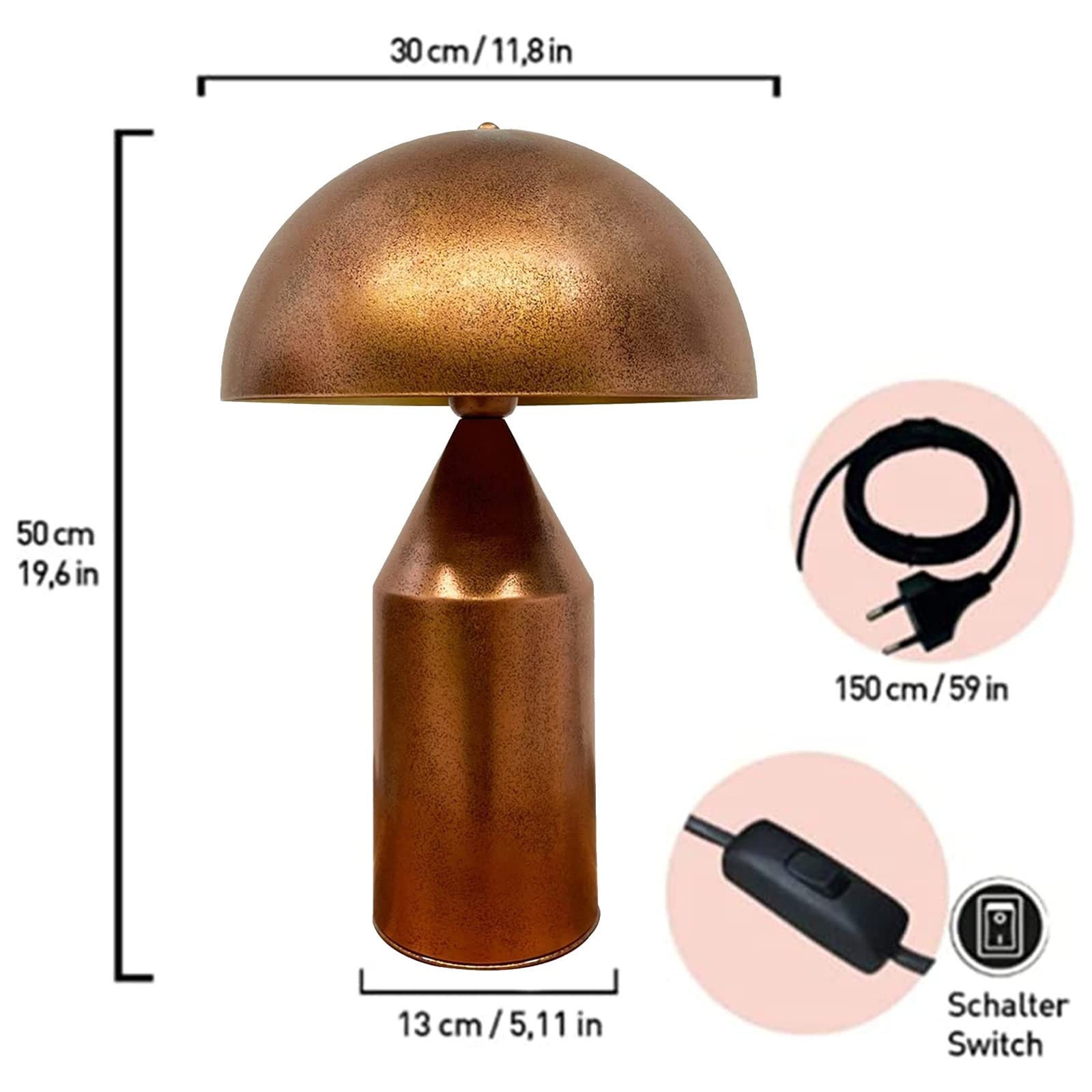 Vintage 12.5” Copper Colored Metal Electric Lantern Desk Lamp Novelty Light