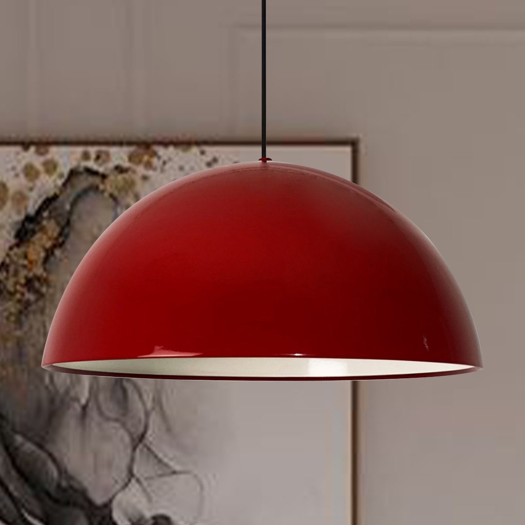 Diameter 50 Cm Industrial Pendant Light Red Light Fixture E27 Metal