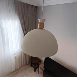 Pendant Light Textured White Metal, 30 cm Diameter, E27 Hanging Lamp