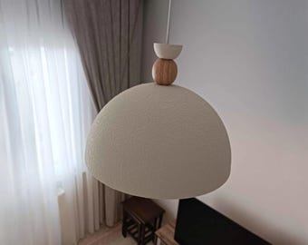 Pendant Light Textured White Metal, 30 cm Diameter, E27 Hanging Lamp