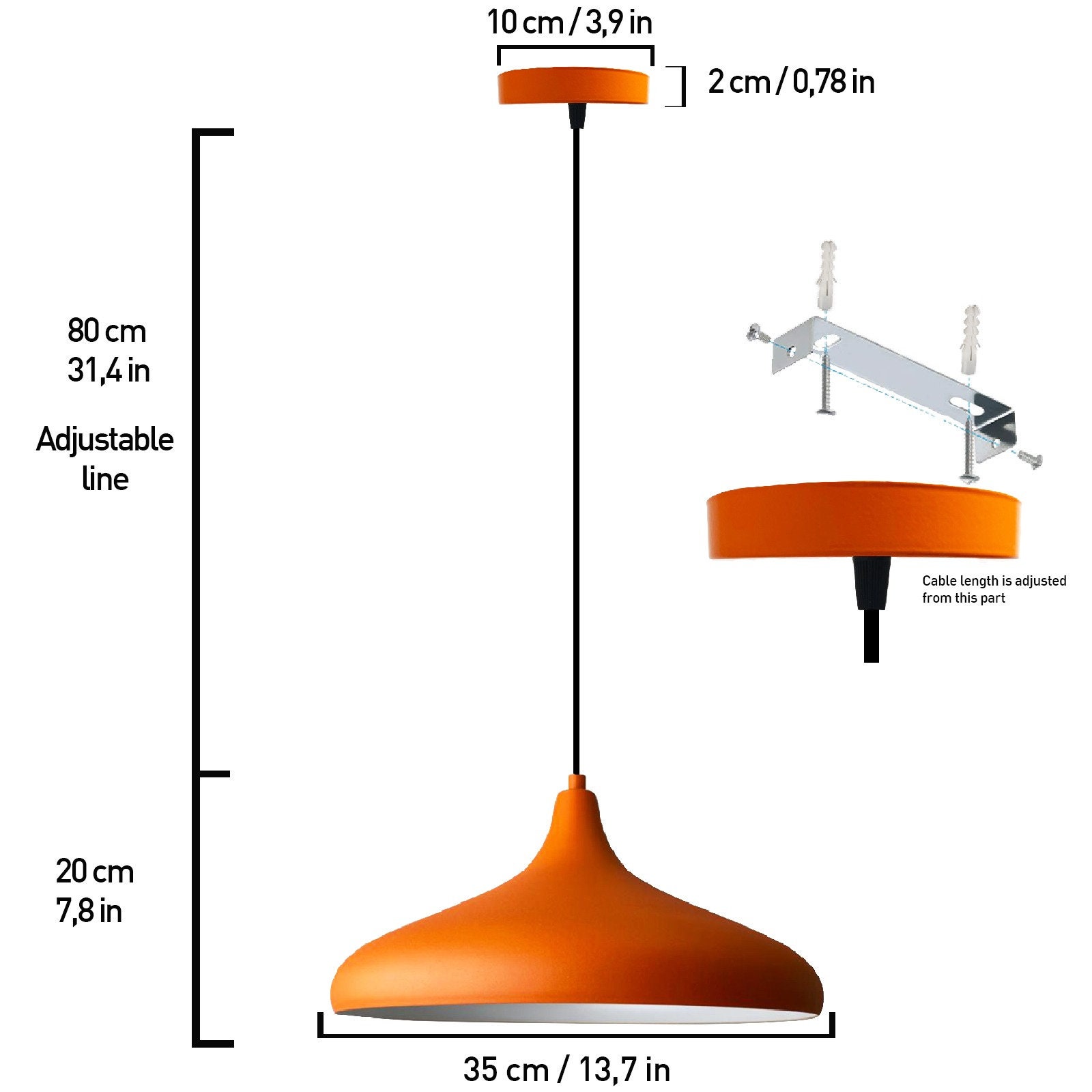 Dome Pendant Light Hanging Light Diameter 35 Cm Ceiling Etsy Canada