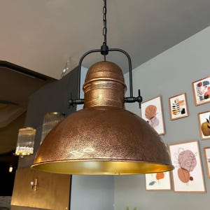 Copper Handmade Pendant Light, Diameter 40 cm Vintage Rustic Light Fixture , Metal Industrial Lamp, Farm House Decor Lighting Ceiling Light