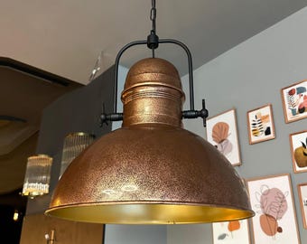 Copper Handmade Pendant Light, Diameter 40 cm Vintage Rustic Light Fixture , Metal Industrial Lamp, Farm House Decor Lighting Ceiling Light
