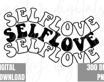 Self Love PNG x3 Wave Text Self Love Design Self Love Art Love Yourself PNG Instant Download Digital Download Retro PNG Clipart png image
