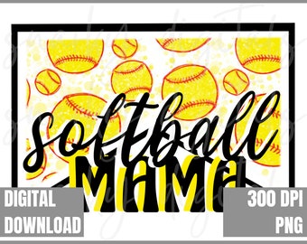Softball Mama, Softball Clipart, Softball Mom PNG, Transparent PNG file for sublimation, Softball Shirt Design, Softball