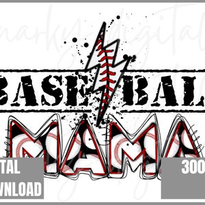 Baseball Mama, Baseball Clipart, Lightning Bolt PNG, Baseball Mom PNG, Transparent PNG file for sublimation, Baseball Shirt Design, Baseball