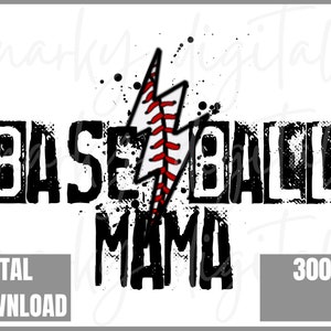 Baseball Mama, Baseball Clipart, Lightning Bolt PNG, Baseball Mom PNG, Transparent PNG file for sublimation, Baseball Shirt Design, Baseball