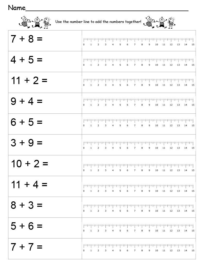 10 Printable Worksheets- Number Line Addition. Addition Using a Number ...