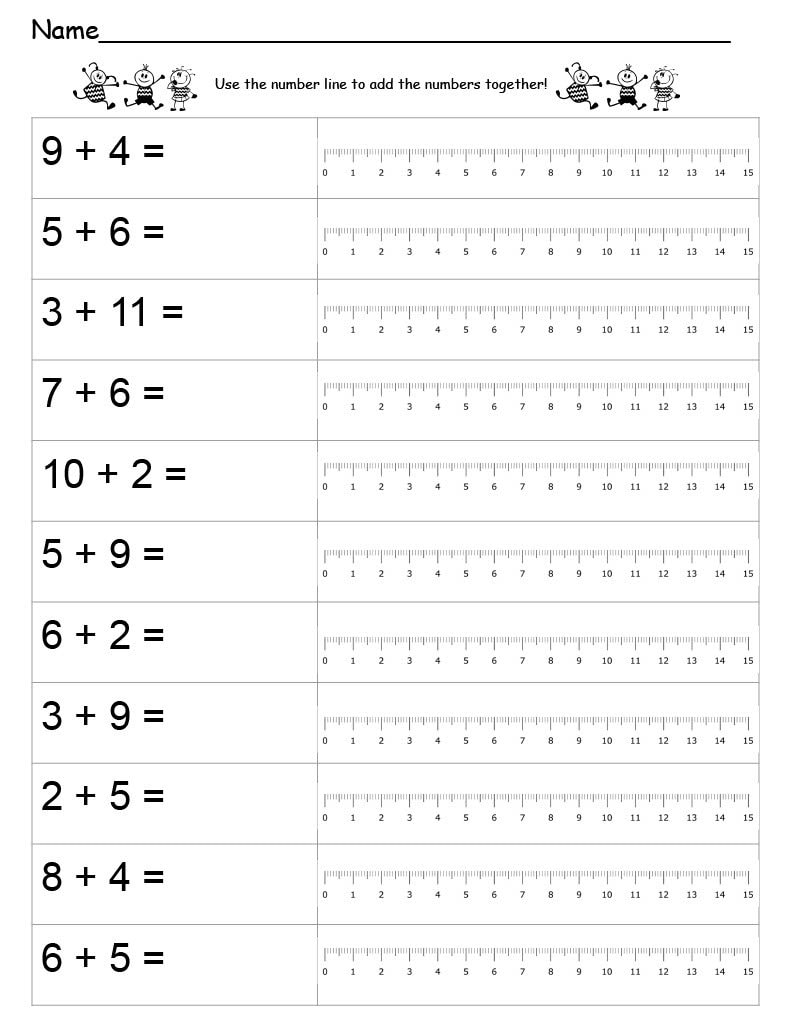 10 Printable Worksheets- Number Line Addition. Addition Using a Number ...