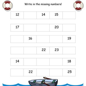 10 Printable Worksheets- Number Sequence. Fill in the Missing Numbers 1 ...