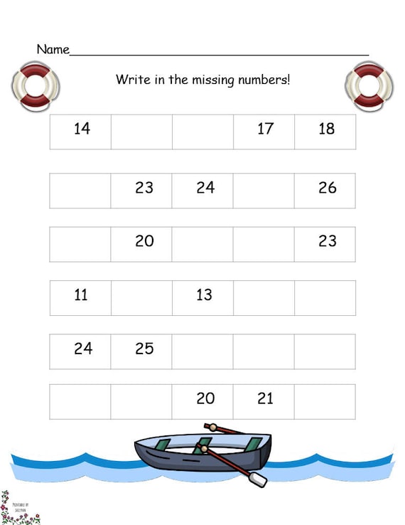 10 printable worksheets number sequence fill in the missing etsy canada