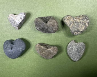 6 Medium Heart Shaped Rocks, Natural Heart Rocks, Beach Stone, Valentines Day