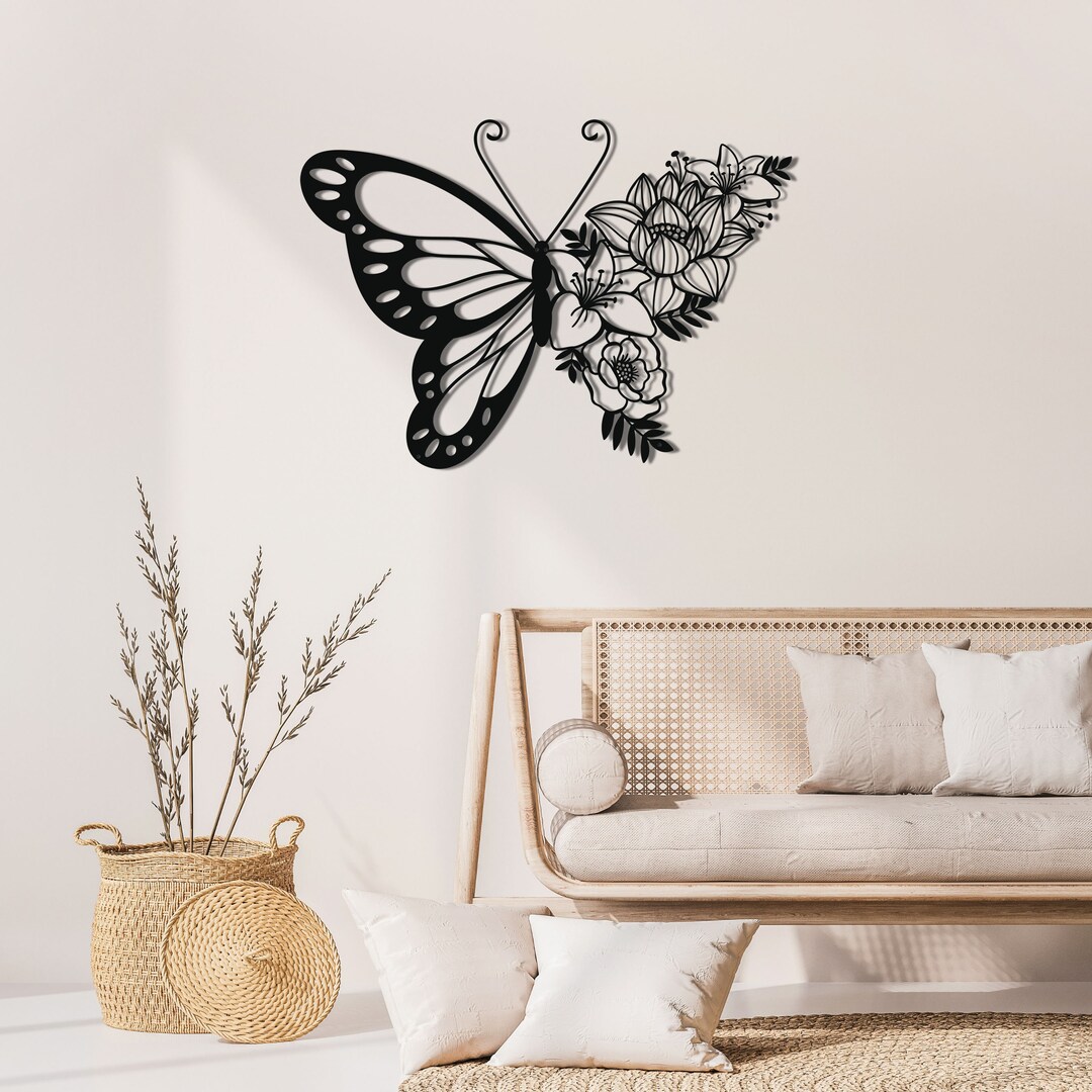 Metal Butterfly Wall Art, Elegant Home Decor for Living Room and ...