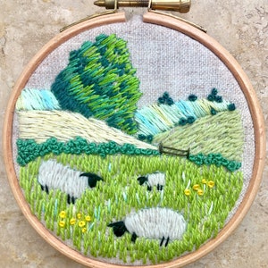 Sheep in a Meadow Embroidery Kit