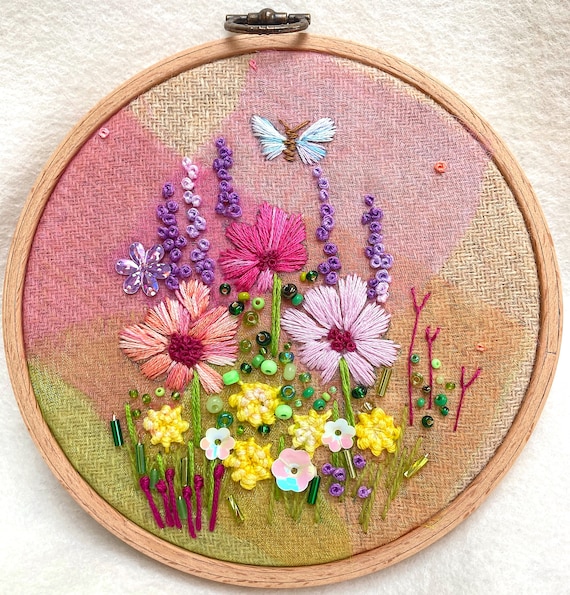 小物 Flower embroidery SON OF THE PIMP Flower Embroidery Kit With Bamboo Hoop, DIY Embroidery, Chinese