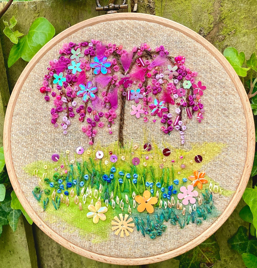 The Weeping Cherry Tree Embroidery Kit Etsy