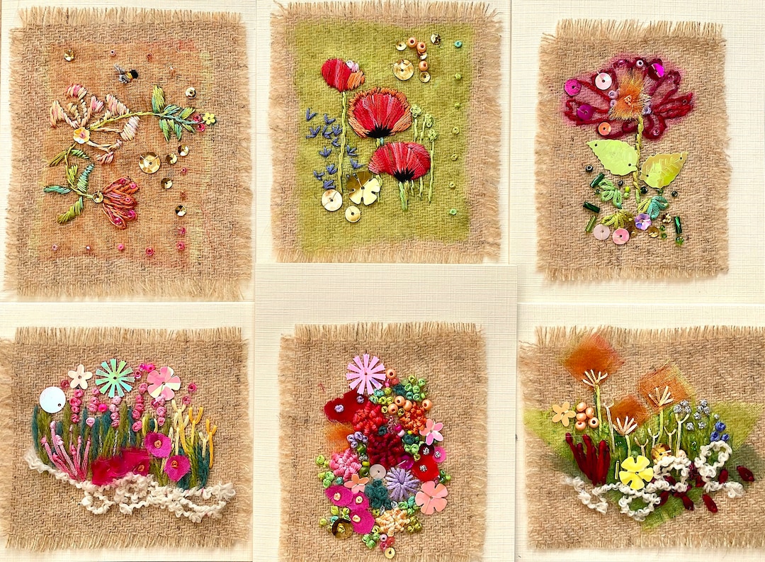 Cottage Garden Embroidery Cards Kit Etsy