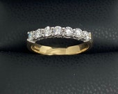 Natural diamond brilliant cut seven stone eternity ring 9ct yellow gold