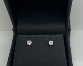 Natural diamond brilliant cut stud earrings 18ct white gold
