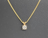 Natural diamond brilliant cut pendant 9ct gold on a 9ct gold curb chain