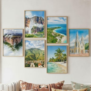 Set di 6 stampe digitali raffiguranti dipinti del Venezuela, acquerelli del Venezuela Roraima, El Avila Caracas, poster di viaggio di Maracaibo, regali dal Venezuela