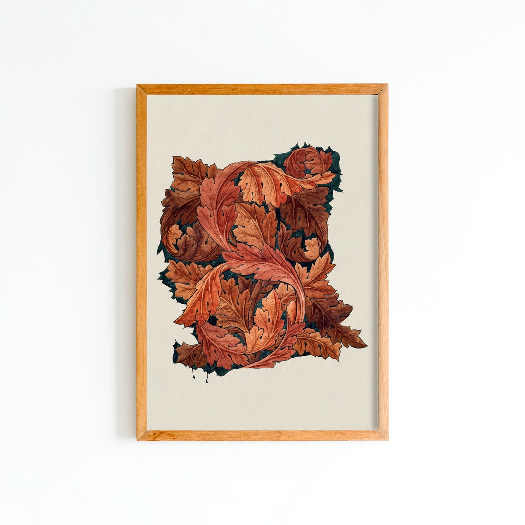 Abstract Leaf Wall Art Autumn Leaves Print Botanical Home Etsy