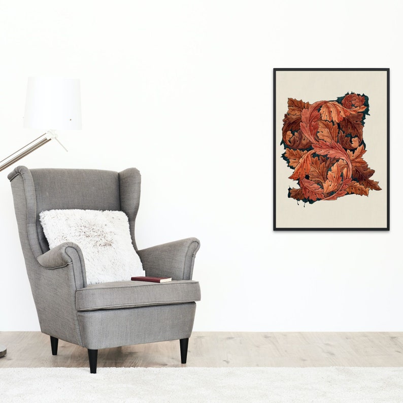 Abstract Leaf Wall Art Autumn Leaves Print Botanical Home Etsy