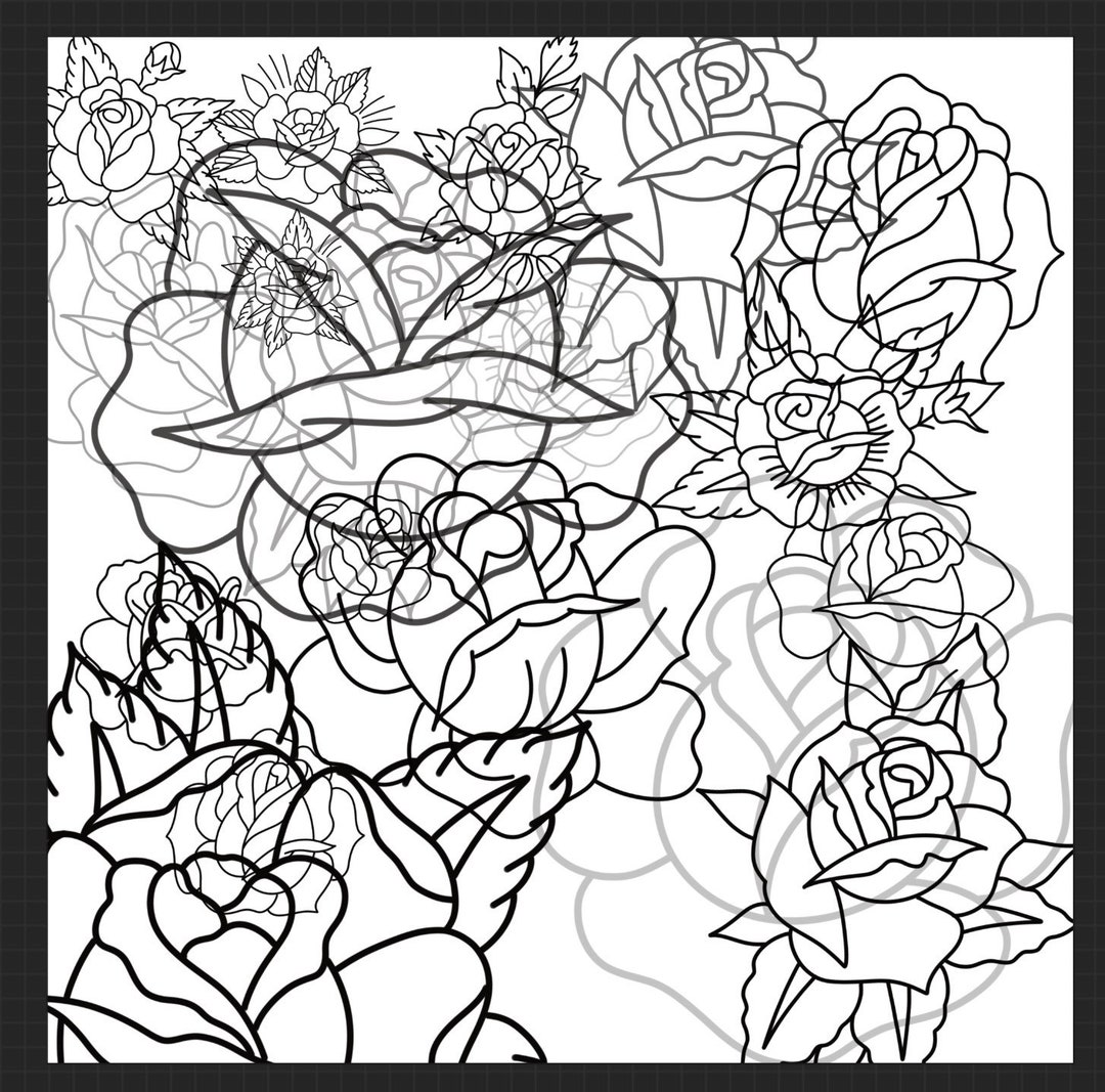 Procreate Traditional Rose Tattoo Brush Stamps - Etsy