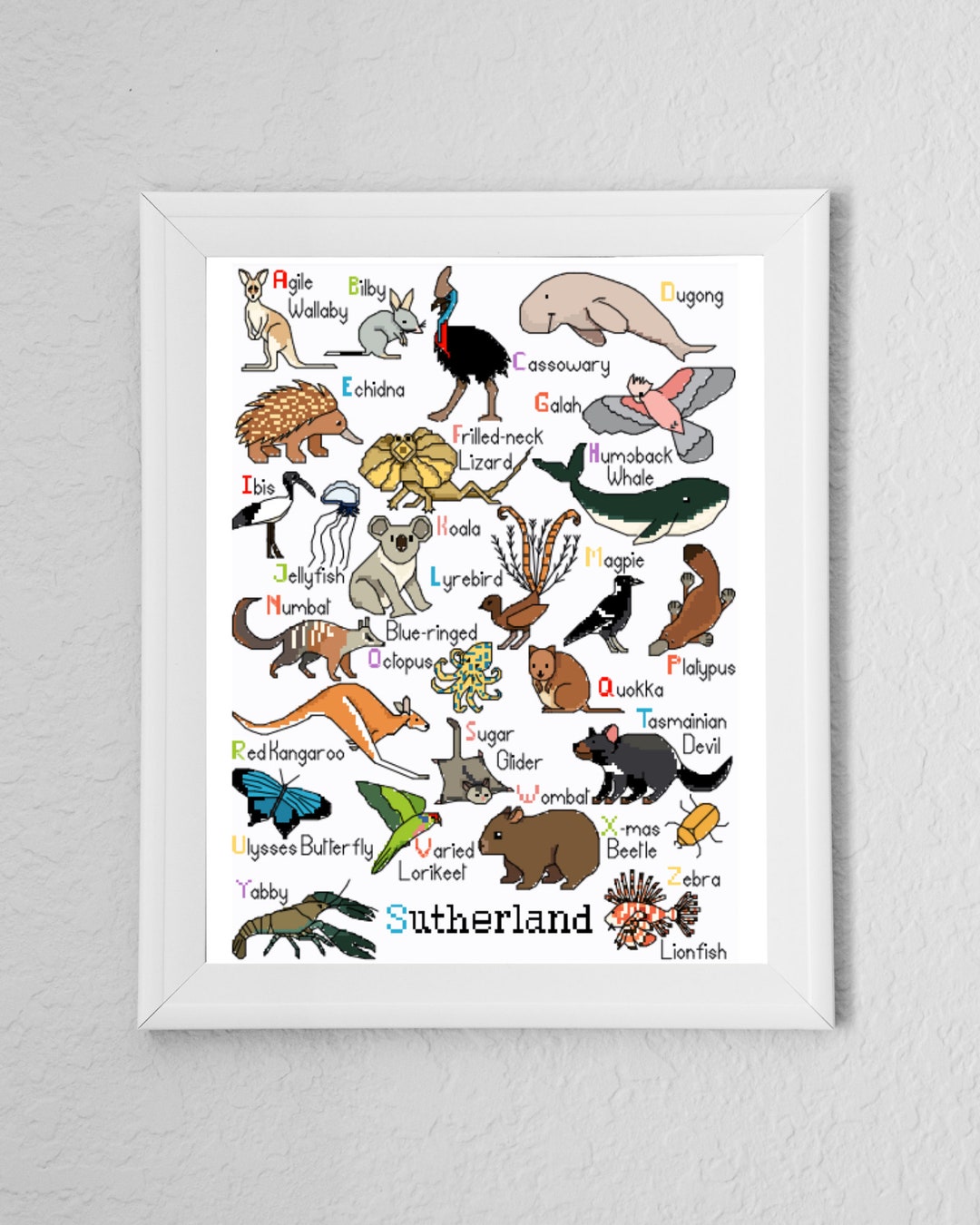 Australian Animals Alphabet Cross Stitch - Etsy Australia