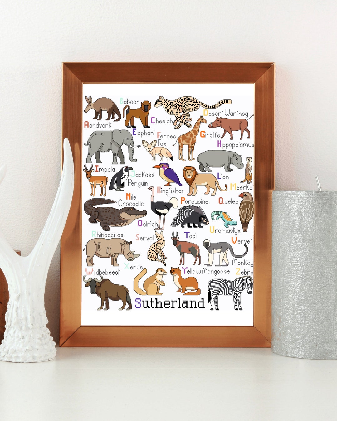 African Animals Alphabet Cross Stitch - Etsy
