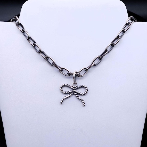 Sterling Silver Bow Pendant - Handmade Navajo Jewelry