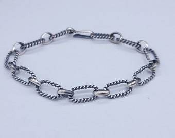 Sterling Silver Twist Wire Link Chain Bracelet