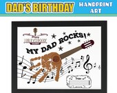 Dad’s Birthday Handprint Art | Guitar | Happy Birthday Gift from Son /Daughter | PRINTABLE Bday Card for Daddy | Baby Toddler Keepsake Craft
