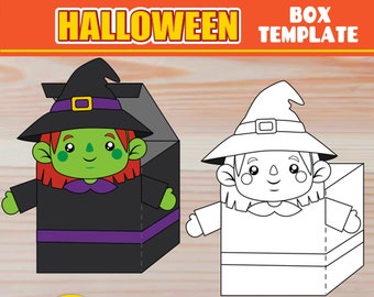 Halloween Treat Box | PRINTABLE Witch Party Favor Boxes | Halloween Activities & Crafts | DIY Treat Box | Candy Box for School Party