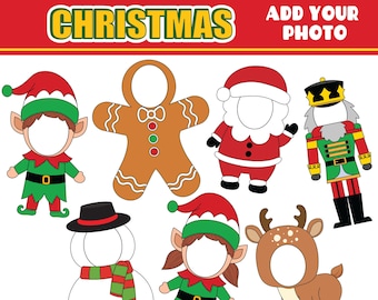 Christmas Add your Own Photo Picture BUNDLE | PNG Santa Elf Reindeer Snowman Nutcracker Add Photo Clipart | Class Decor Bulletin Board