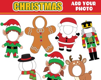 Kerst Voeg je eigen foto toe BUNDEL | PNG Santa elf rendieren sneeuwpop Notenkraker foto toevoegen, clipart | Prikbord klasdecor