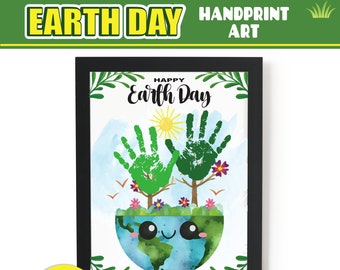 Earth Day Handprint Art Craft | PRINTABLE Earth Day Trees Nature Activity Craft Keepsake Gift | Baby Toddler Preschool Daycare Craft