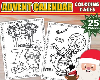 Coloring advent calendar for kids holiday christmas coloring pages christmas  countdown advent calendar printable christmas activity - etsy