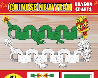 Chinese New Year Paper Dragon | PRINTABLE Lunar New Year DIY Chinese Dragon Kit | Craft Activity for Kids | Year of the Dragon 2024