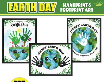 Earth Day Handprint Art Craft BUNDLE | PRINTABLE Earth Day Activity Craft Keepsake Gift | Baby Toddler Preschool Daycare Craft