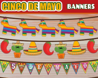Banner imprimible del Cinco de Mayo / Decoración de fiesta Fiesta (Descarga digital)