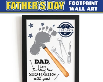 Father's Day Building Memories Footprint Craft | Hammer | Father’s Day Gift from Son / Daughter | PRINTABLE Handprint Footprint DIY Keepsake