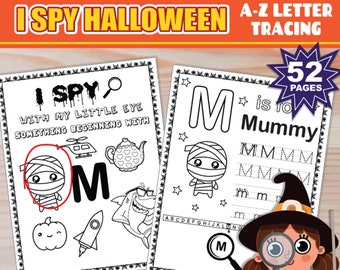 Halloween I Spy A-Z | Letter Tracing & Coloring (Digital Download)
