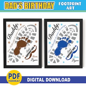Arte da pegada do aniversário do pai | Passos | Presente de feliz aniversário de filho/filha | Papai do cartão de Bday IMPRIMÍVEL | Artesanato para lembranças de bebês